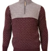 SVERRE HALF ZIP, 100% ULL — RUBY WINE