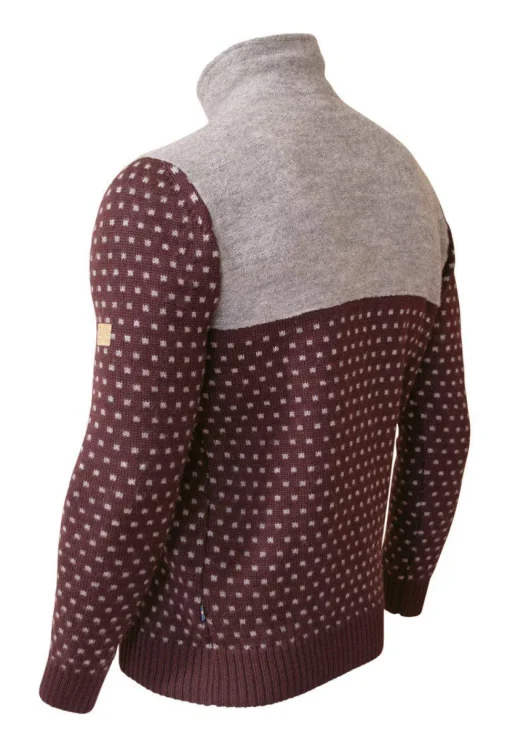 SVERRE HALF ZIP, 100% ULL — RUBY WINE