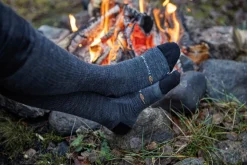 WOOL SOCK COMPRESSION STRIPE — BLACK