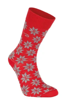 WOOL SOCK SNOWFLAKE — CHILLI RED