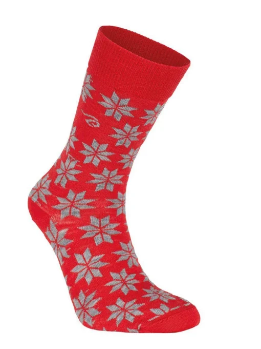 WOOL SOCK SNOWFLAKE — CHILLI RED