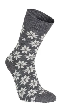 WOOL SOCK SNOWFLAKE — GREY MARL