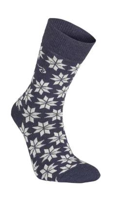 WOOL SOCK SNOWFLAKE — LIGHT NAVY