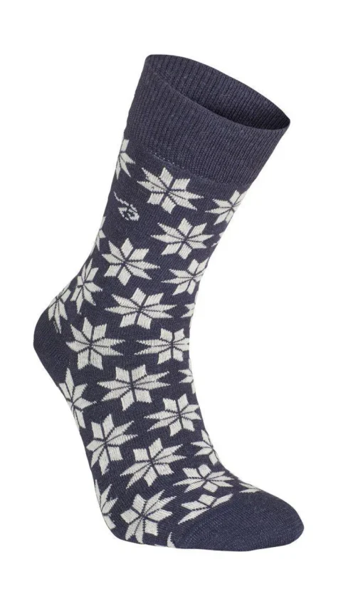 WOOL SOCK SNOWFLAKE — LIGHT NAVY