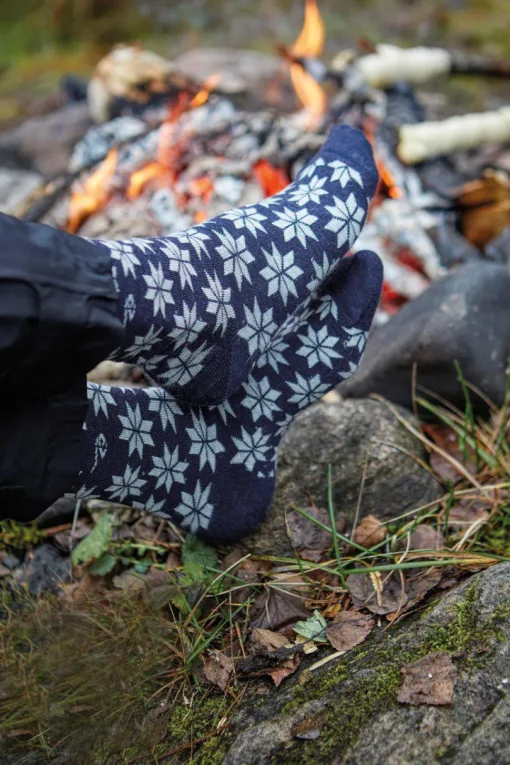 WOOL SOCK SNOWFLAKE — LIGHT NAVY