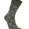 WOOL SOCK SNOWFLAKE — LODEN GREEN