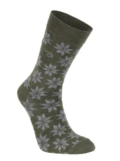 WOOL SOCK SNOWFLAKE — LODEN GREEN