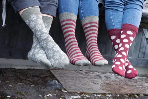 WOOL SOCK STRIPE — GREY