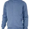 YORK FULL ZIP WINDBREAKER, 100% EXTRA FINE MERINOULL — DENIM