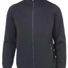 YORK FULL ZIP WINDBREAKER, 100% EXTRA FINE MERINOULL — BLACK
