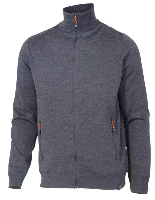 YORK FULL ZIP WINDBREAKER, 100% EXTRA FINE MERINOULL — GRAPHITE MARL
