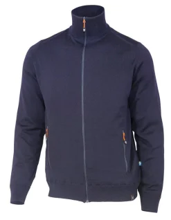 YORK FULL ZIP WINDBREAKER, 100% EXTRA FINE MERINOULL — NAVY