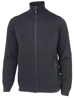 YORK FULL ZIP WINDBREAKER, 100% EXTRA FINE MERINOULL — BLACK
