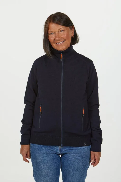 YORK FULL ZIP WINDBREAKER, 100% EXTRA FINE MERINOULL — DENIM