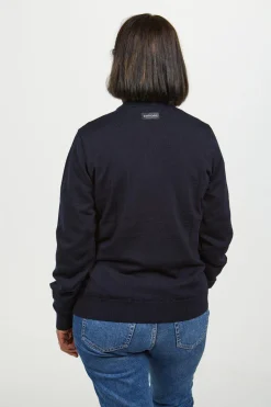 YORK FULL ZIP WINDBREAKER, 100% EXTRA FINE MERINOULL — DENIM