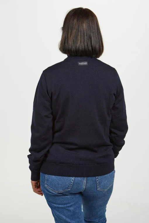 YORK FULL ZIP WINDBREAKER, 100% EXTRA FINE MERINOULL — DENIM