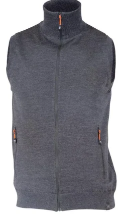YORK VEST WINDBREAKER , 100% EXTRA FINE MERINOULL — GRAPHITE MARL