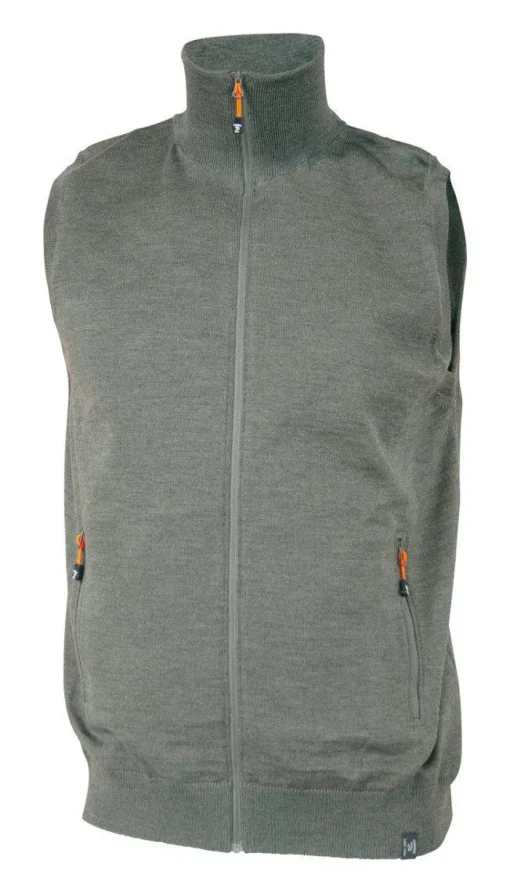 YORK VEST WINDBREAKER , 100% EXTRA FINE MERINOULL — LIGHT LODEN