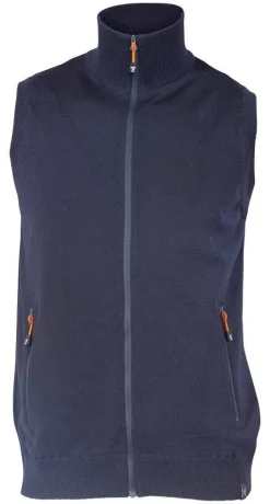 YORK VEST WINDBREAKER , 100% EXTRA FINE MERINOULL — NAVY