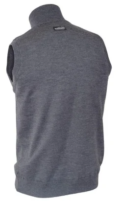 YORK VEST WINDBREAKER , 100% EXTRA FINE MERINOULL — GRAPHITE MARL